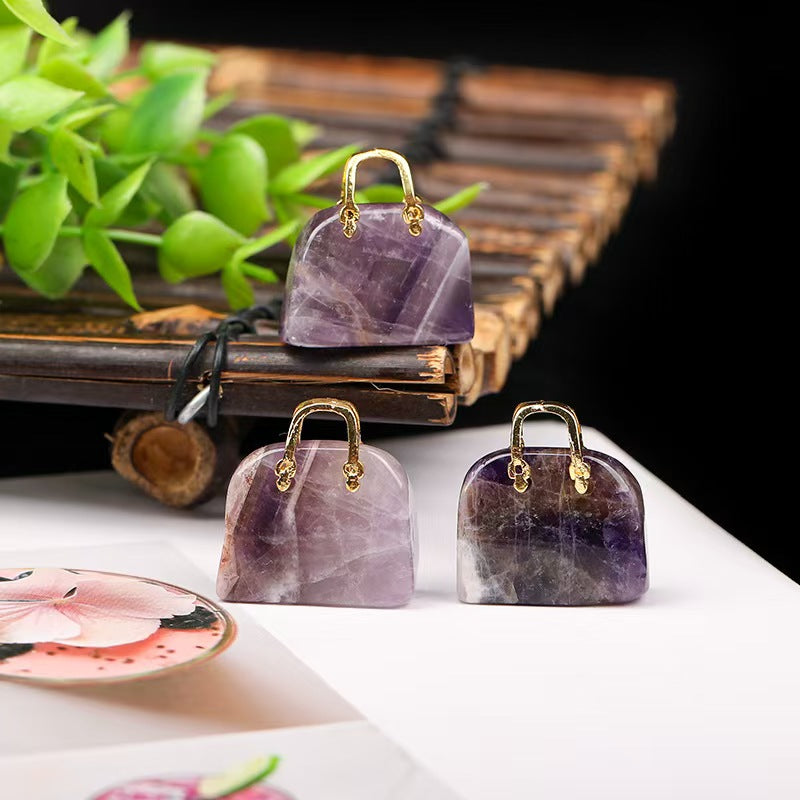 14Types/Color,Nature Crystal Stone Mini handbag Pendant