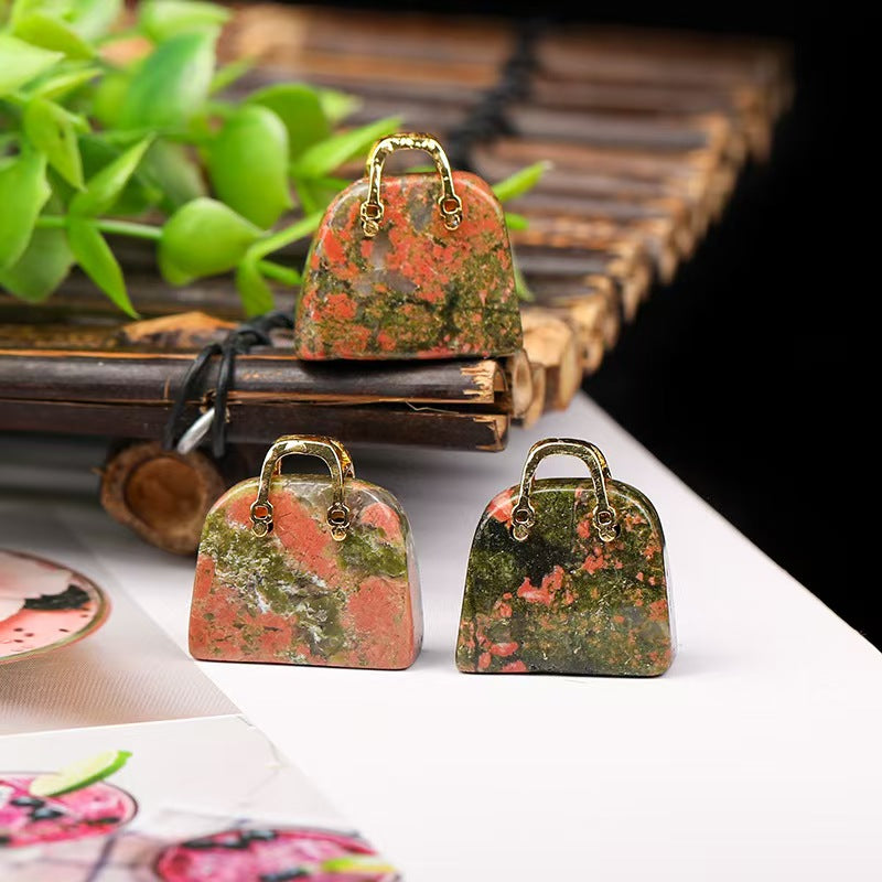 14Types/Color,Nature Crystal Stone Mini handbag Pendant