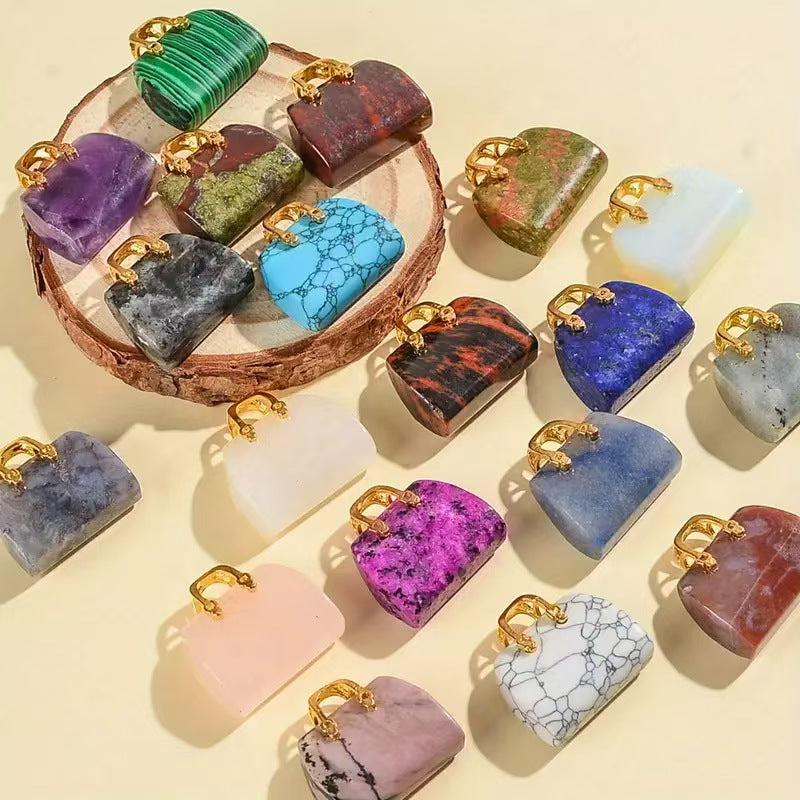 14Types/Color,Nature Crystal Stone Mini handbag Pendant