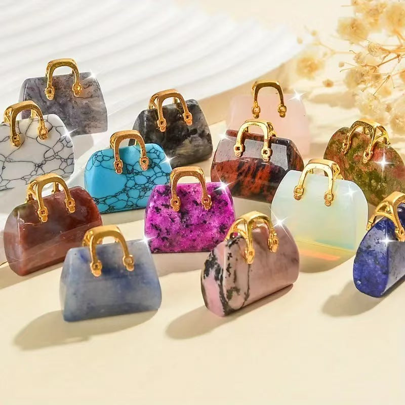 14Types/Color,Nature Crystal Stone Mini handbag Pendant