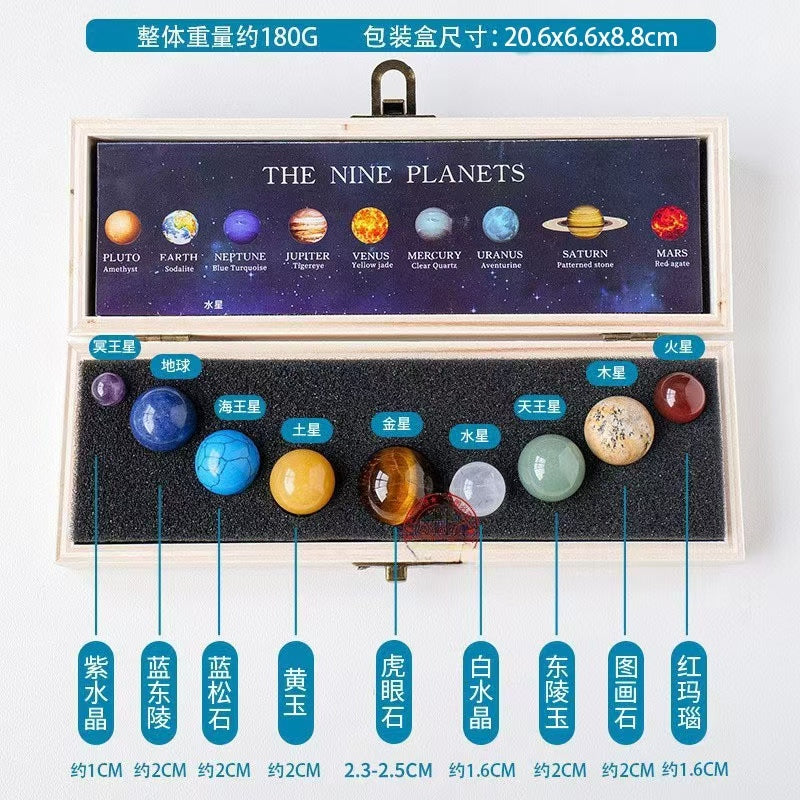 Natural Crystal Ball Solar System Nine Planets Set