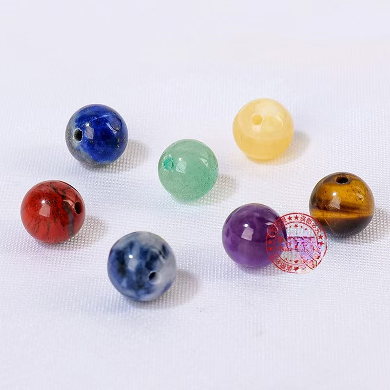 Natural Seven Color Perforated Crystal Gemstone Bead Set