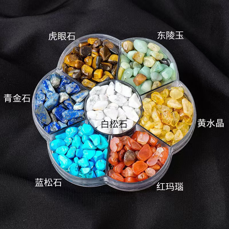 Natural crystal beads crushed stone with rope and hole plum blossom box set