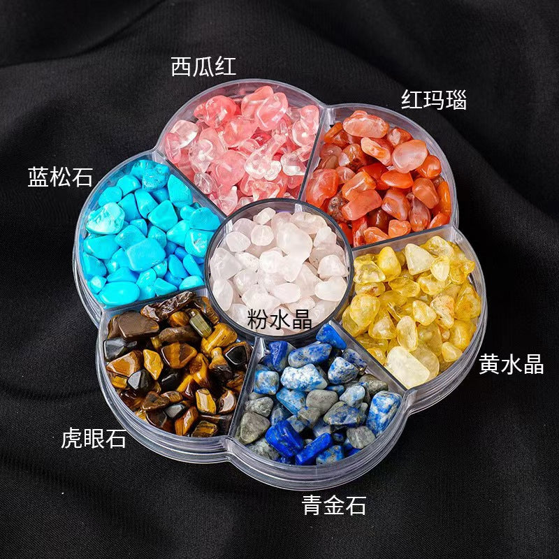 Natural crystal beads crushed stone with rope and hole plum blossom box set