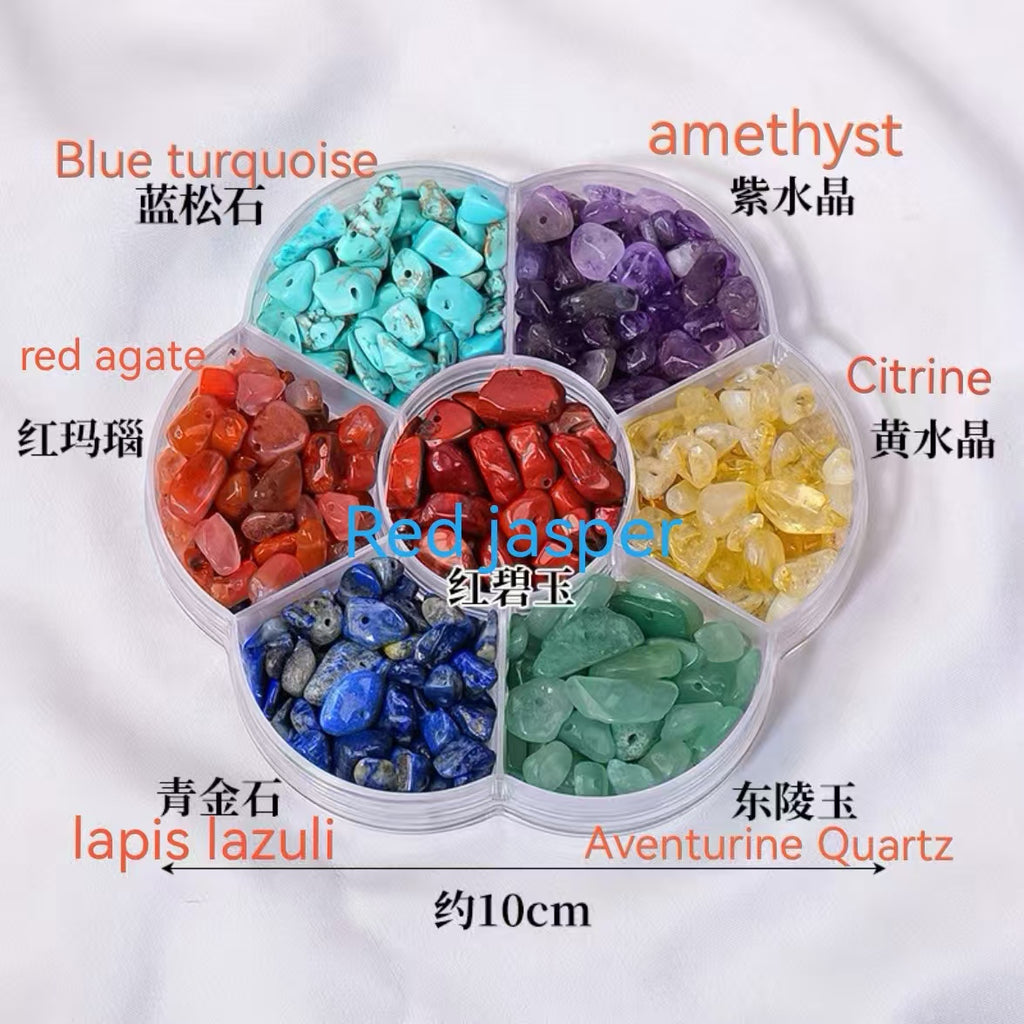 Natural crystal beads crushed stone with rope and hole plum blossom box set
