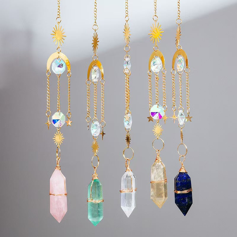 6-Types/Color, Natural Crystal Double-Terminated Pendant