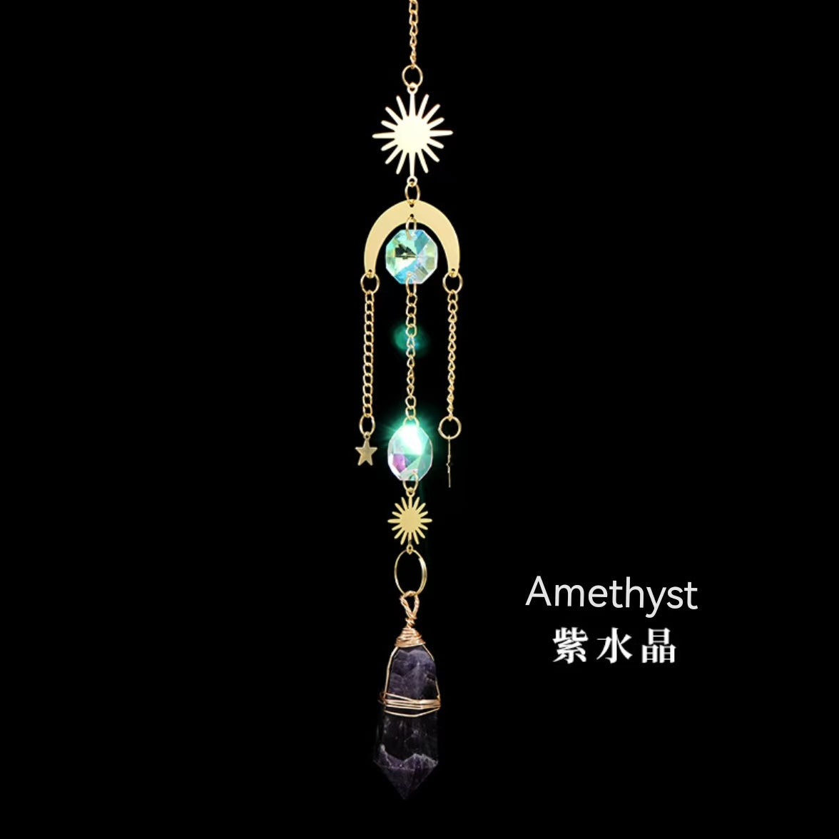 6-Types/Color, Natural Crystal Double-Terminated Pendant