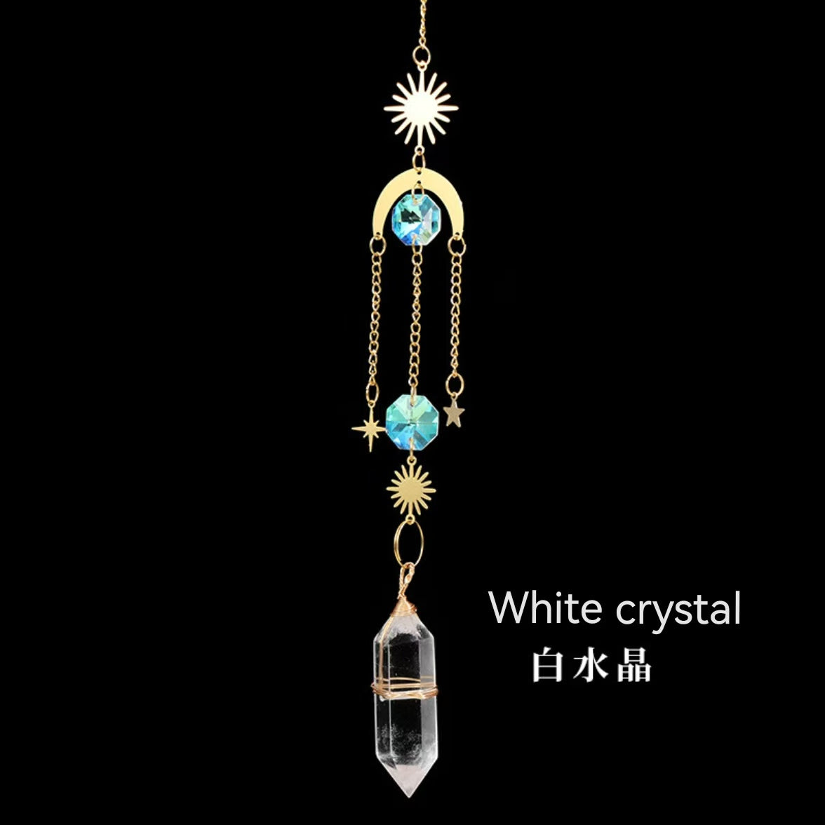 6-Types/Color, Natural Crystal Double-Terminated Pendant
