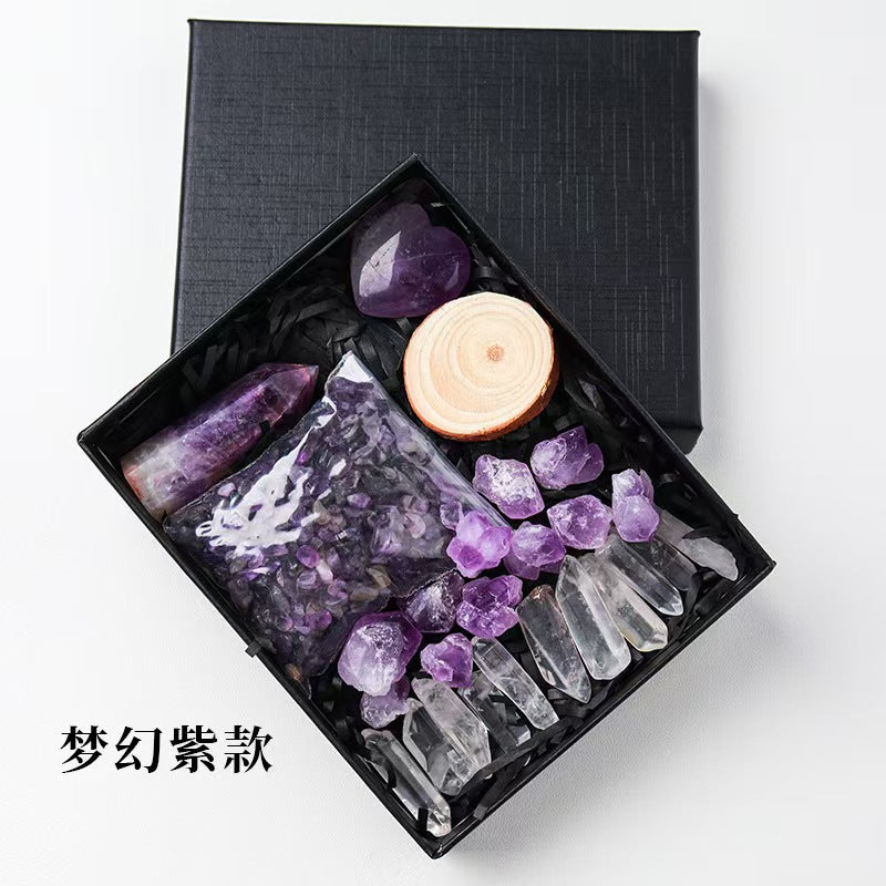 12 Types/Color ,Natural Amethyst Raw Stone Box
