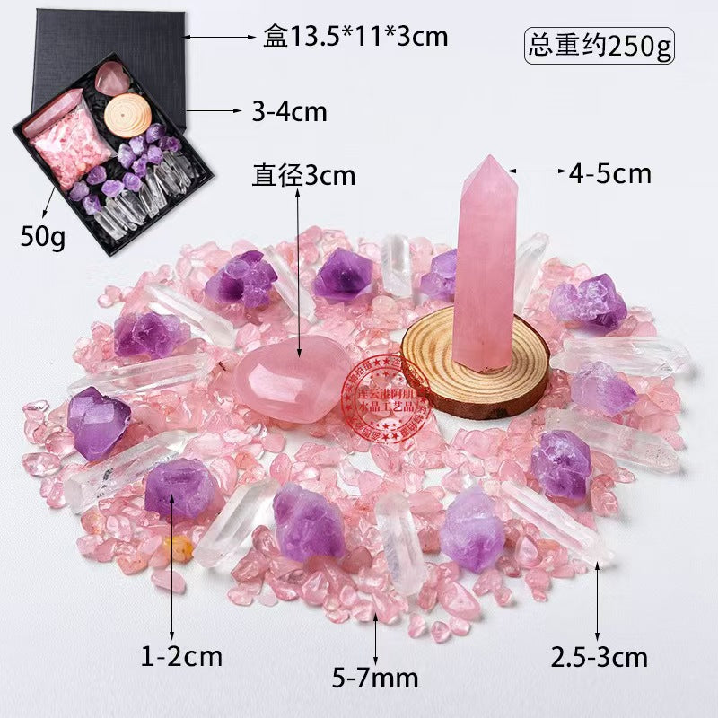 12 Types/Color ,Natural Amethyst Raw Stone Box