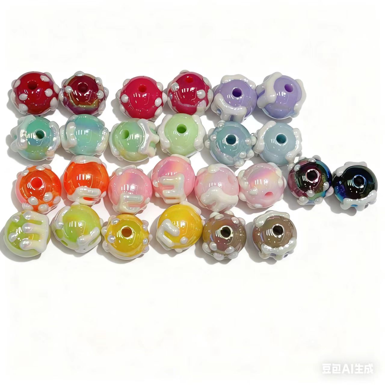 16mm Acrylic Beads, Multiple types and colors of mixed beads