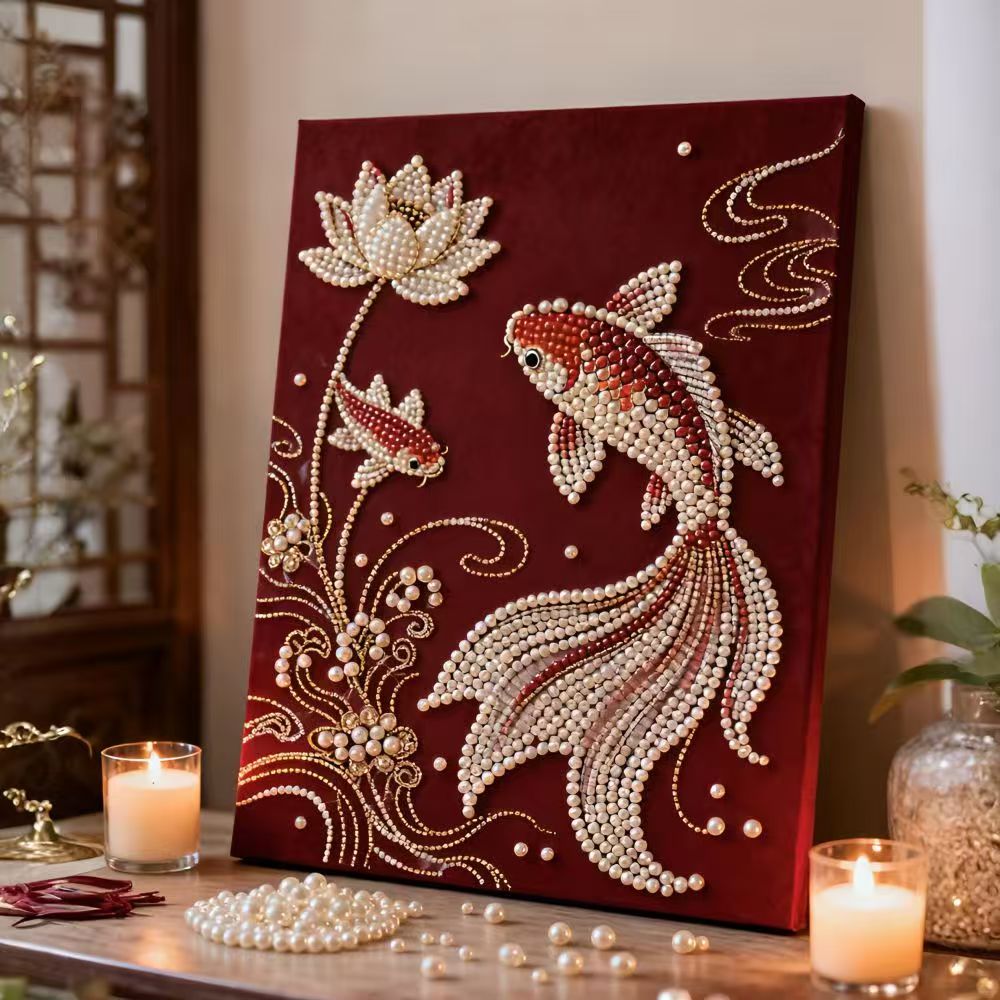 10 Kinds Pearl painting DIY,Fortune Cat,Pearl God of Wealth