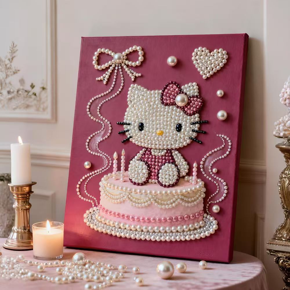 10 Kinds Pearl painting DIY,Fortune Cat,Pearl God of Wealth