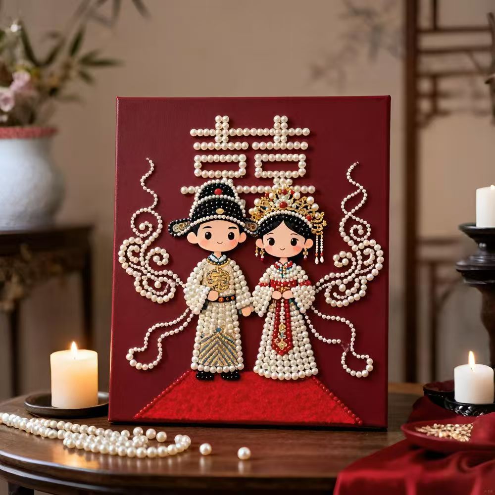 10 Kinds Pearl painting DIY,Fortune Cat,Pearl God of Wealth