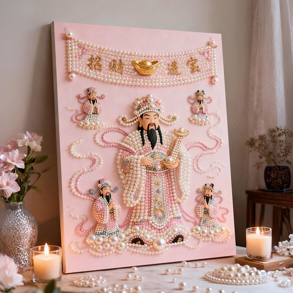 10 Kinds Pearl painting DIY,Fortune Cat,Pearl God of Wealth