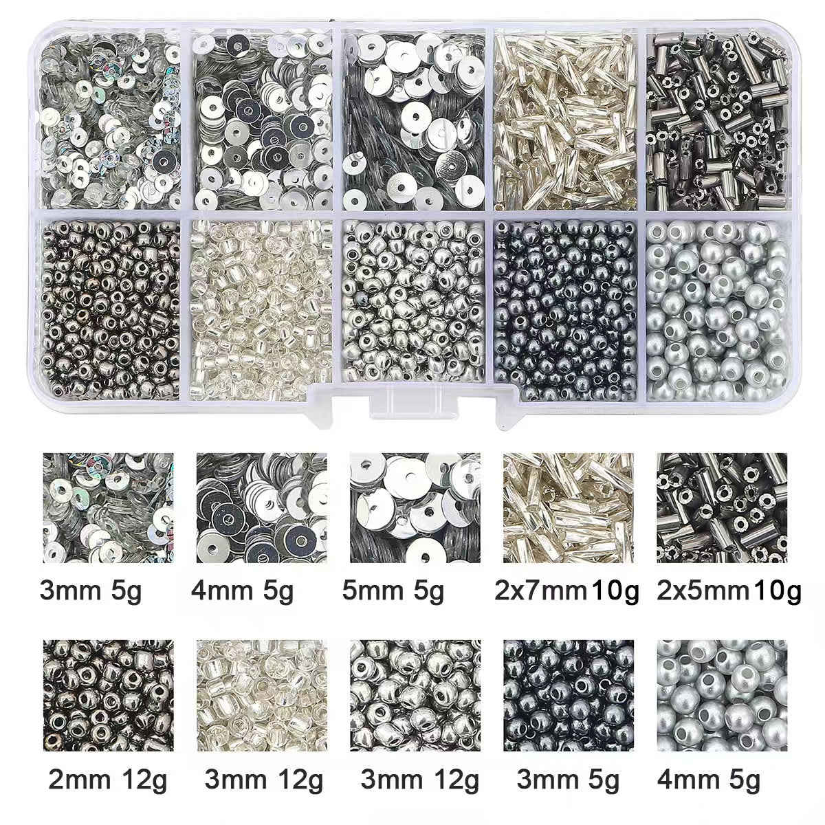 14-Color ,Glass seed beads,sequin,tube beads Set