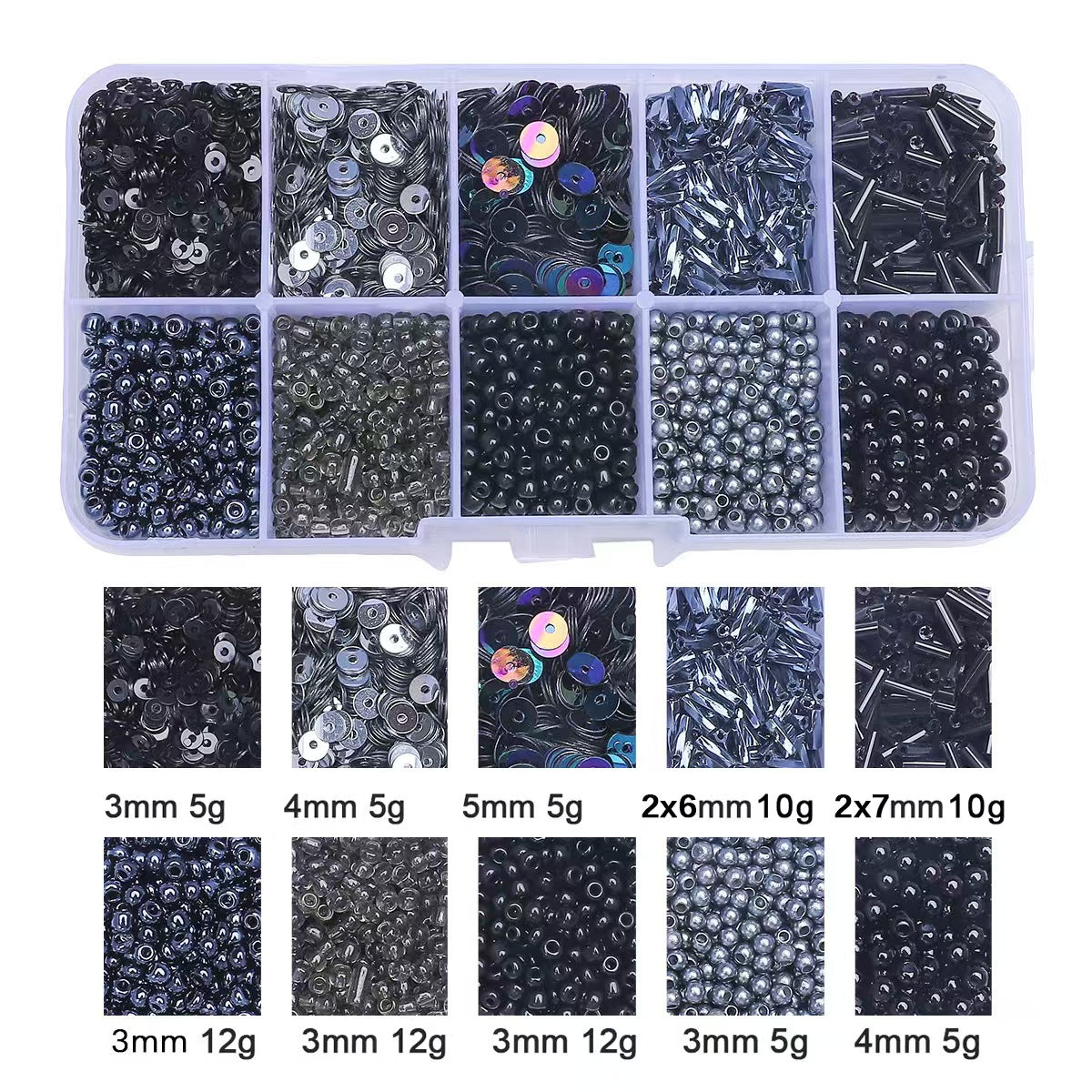 14-Color ,Glass seed beads,sequin,tube beads Set