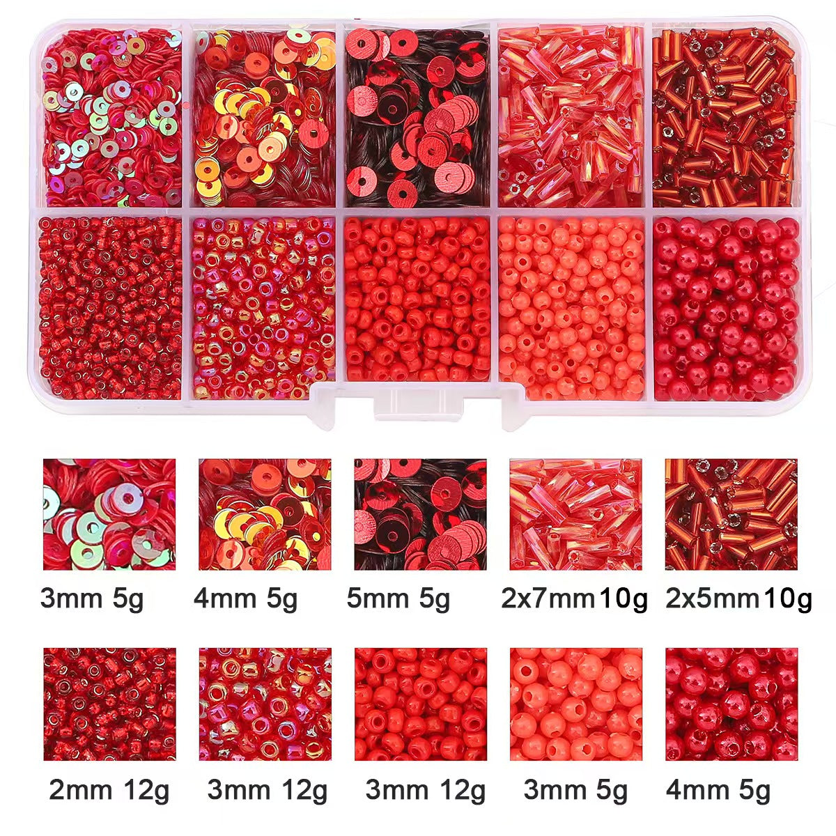 14-Color ,Glass seed beads,sequin,tube beads Set