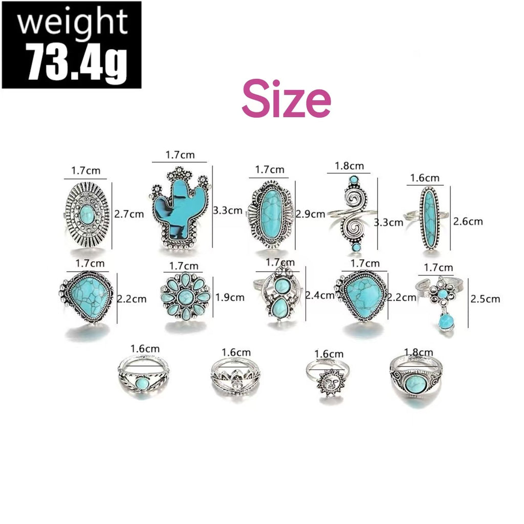 14 piece set ,Retro Bohemian style ring