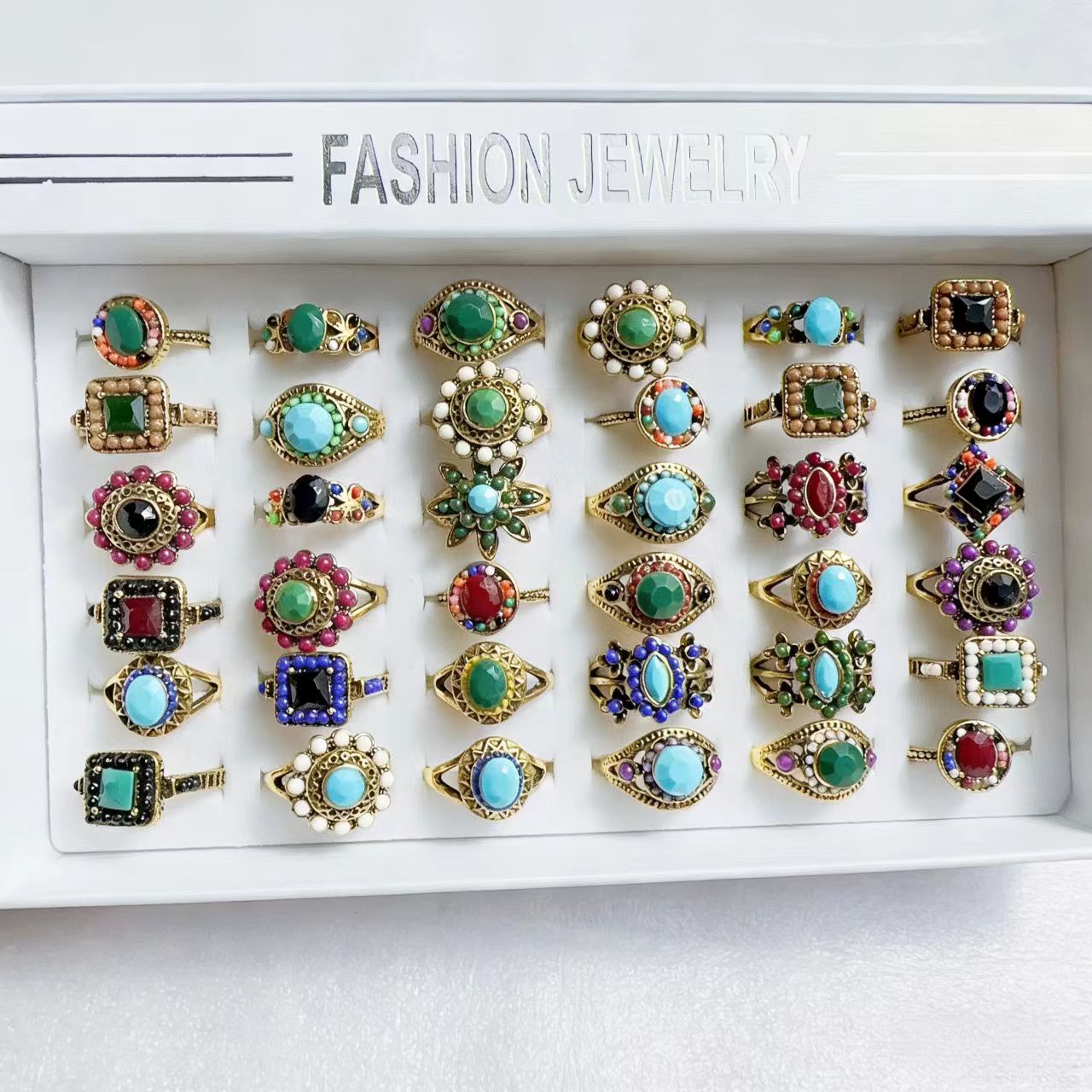 100 Colored Stone Ring for girls