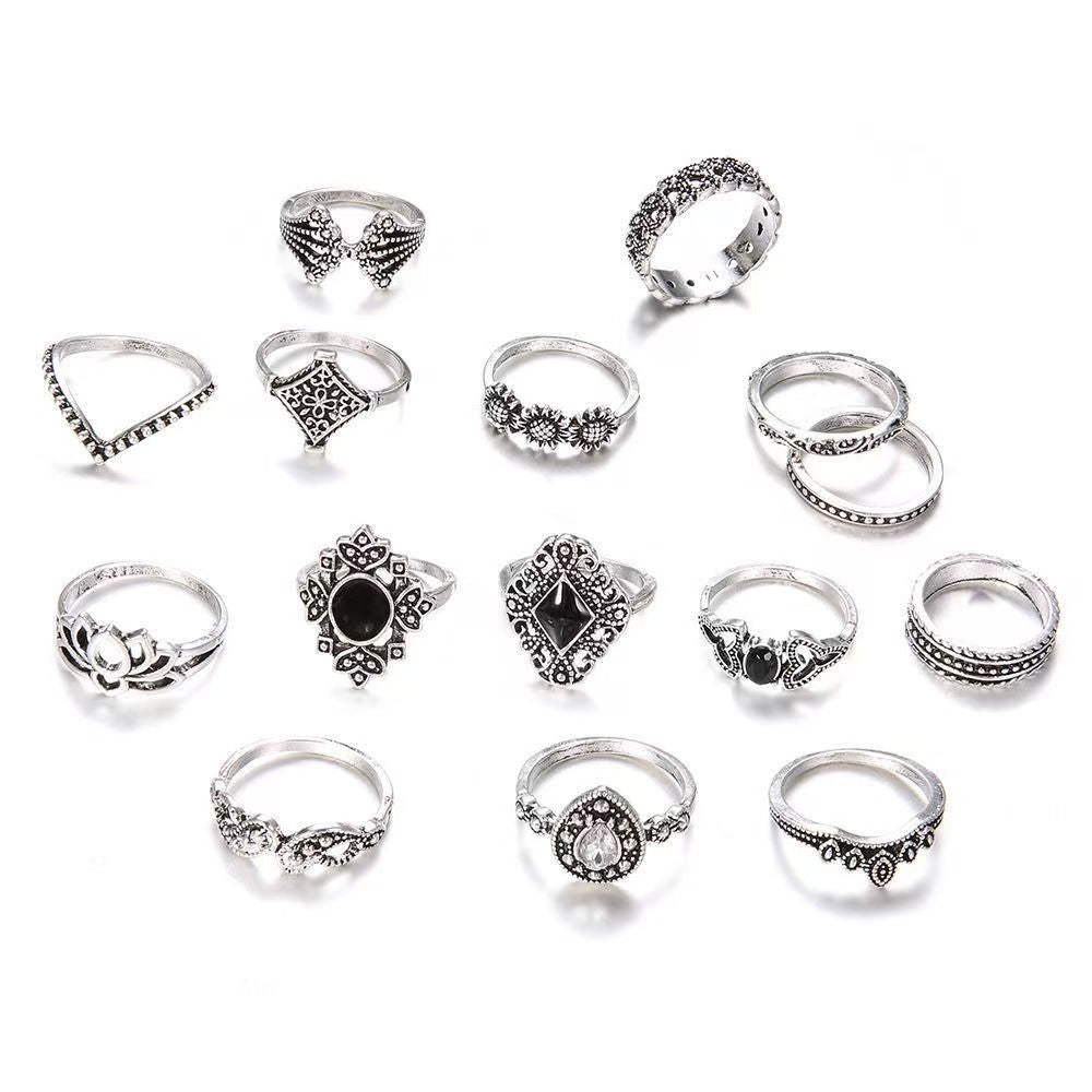 15 Piece Ring Set  Bohemian Retro