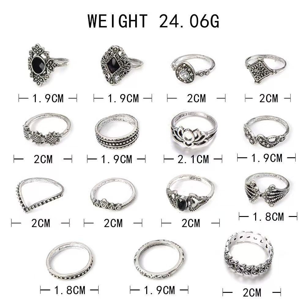 15 Piece Ring Set  Bohemian Retro