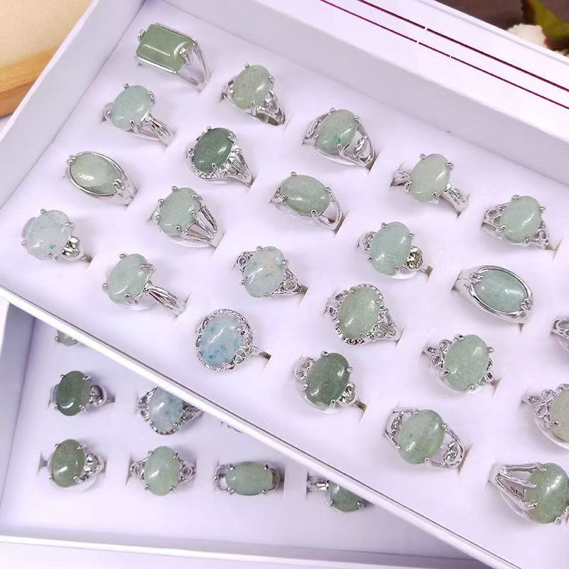 100 pcs Natural Peacock Green Stone, Girl's Ring,