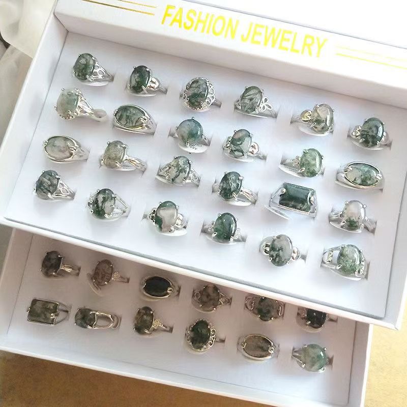 100 pcs Natural Peacock Green Stone, Girl's Ring,