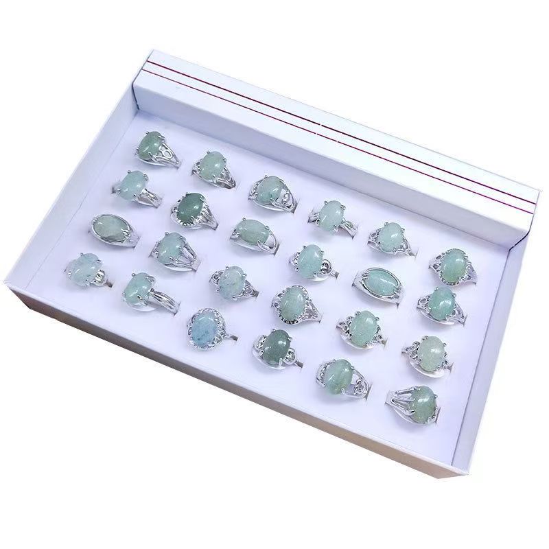 100 pcs Natural Peacock Green Stone, Girl's Ring,