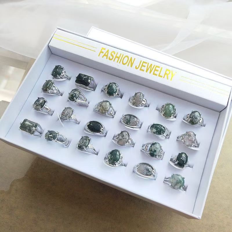 100 pcs Natural Peacock Green Stone, Girl's Ring,