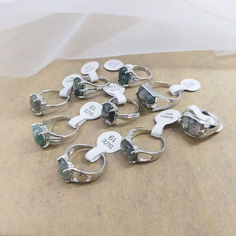 100 pcs Natural Peacock Green Stone, Girl's Ring,