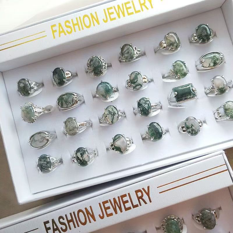 100 pcs Natural Peacock Green Stone, Girl's Ring,