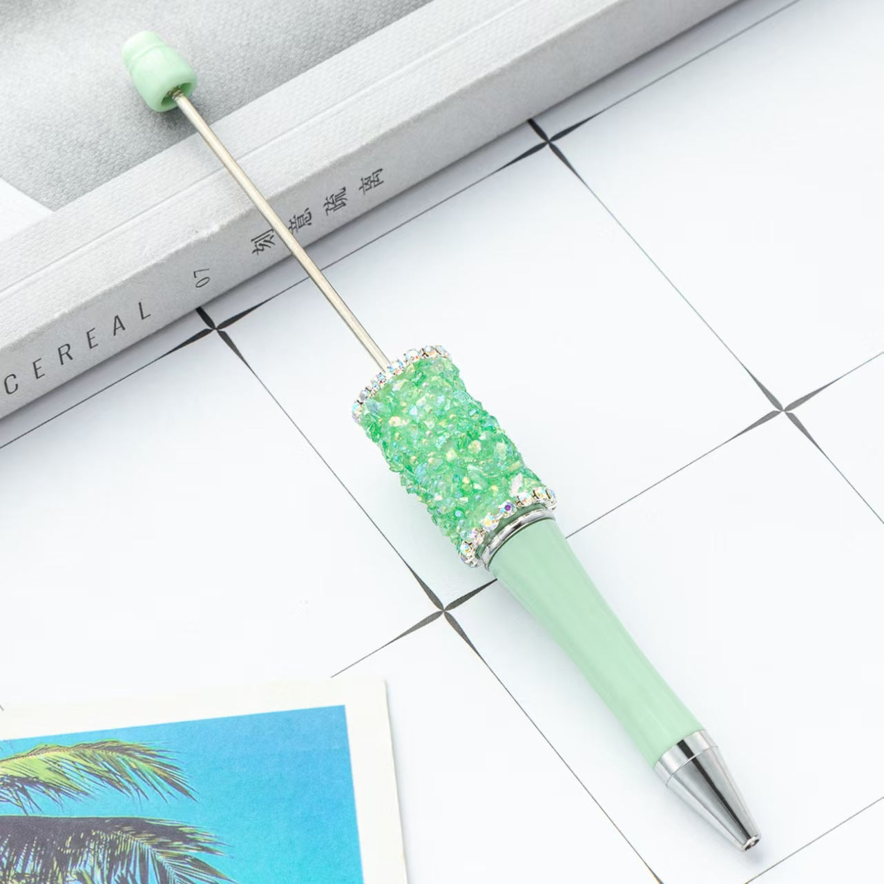 17-color natural crystal gemstone  pen ， DIY handmade pen