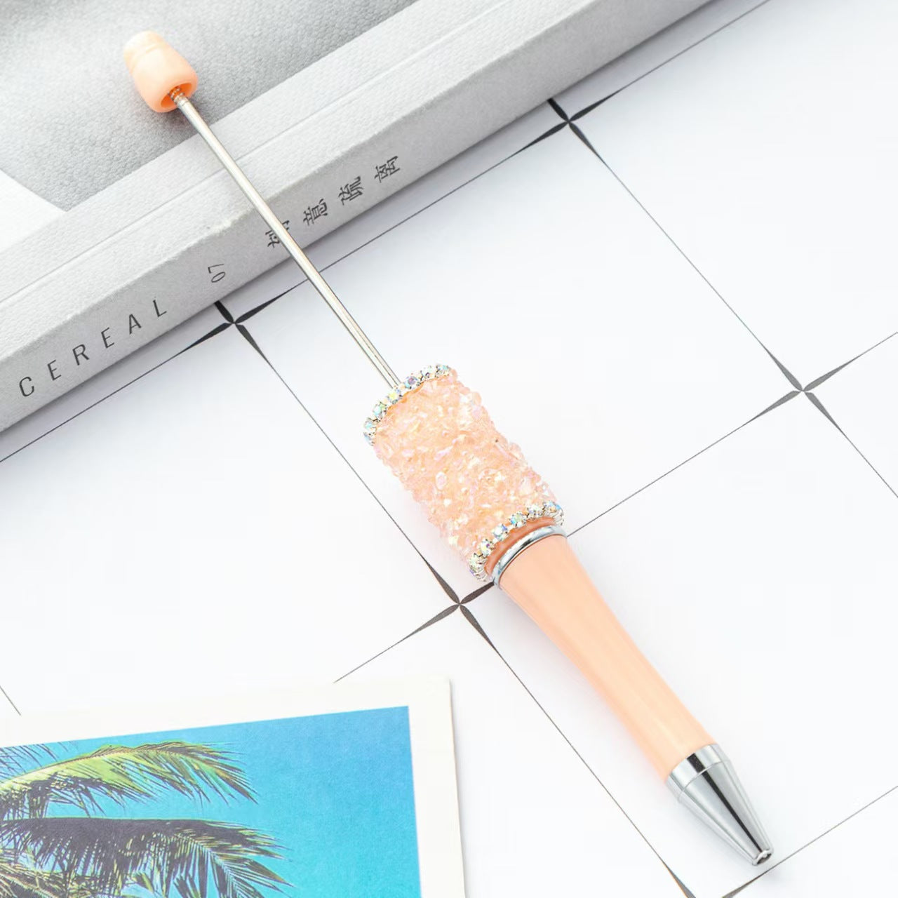 17-color natural crystal gemstone  pen ， DIY handmade pen