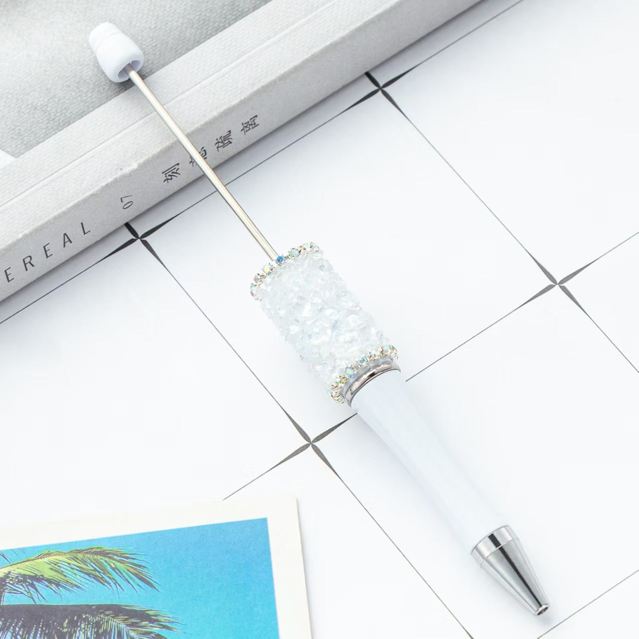 17-color natural crystal gemstone  pen ， DIY handmade pen