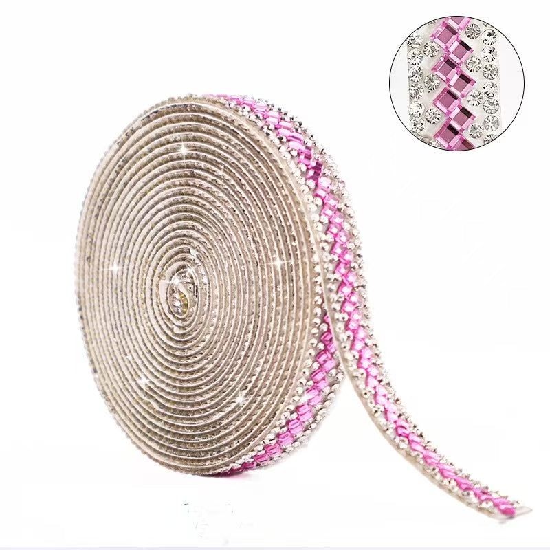 9-Color 3 yard(273cm), 3*3mm/Square double diamond， diamond stickers  1.2cm width