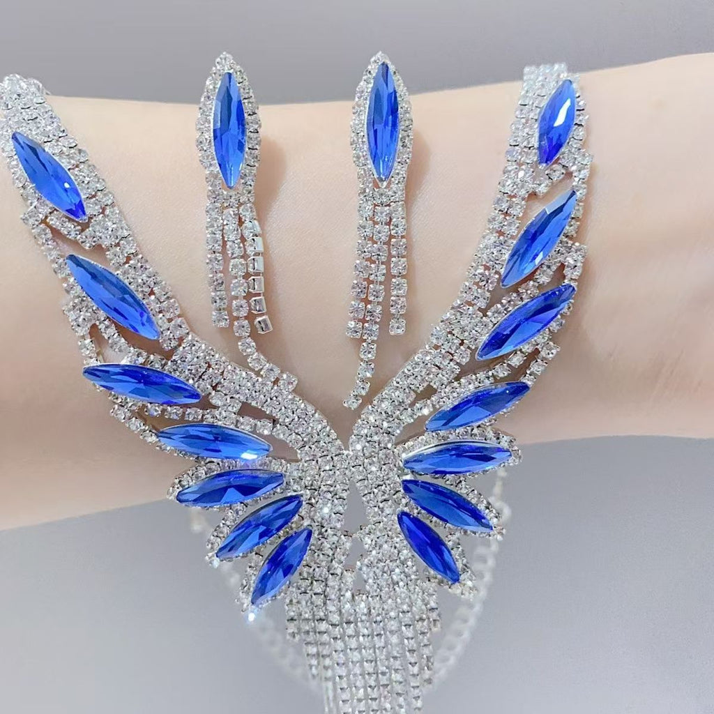 4-Color Angel Wings, necklace set, earring jewelry set