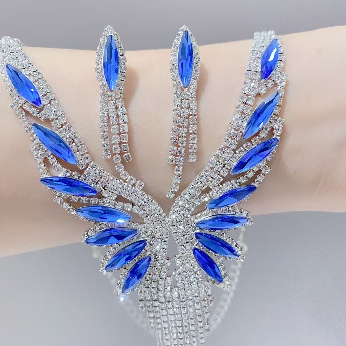 4-Color Angel Wings, necklace set, earring jewelry set