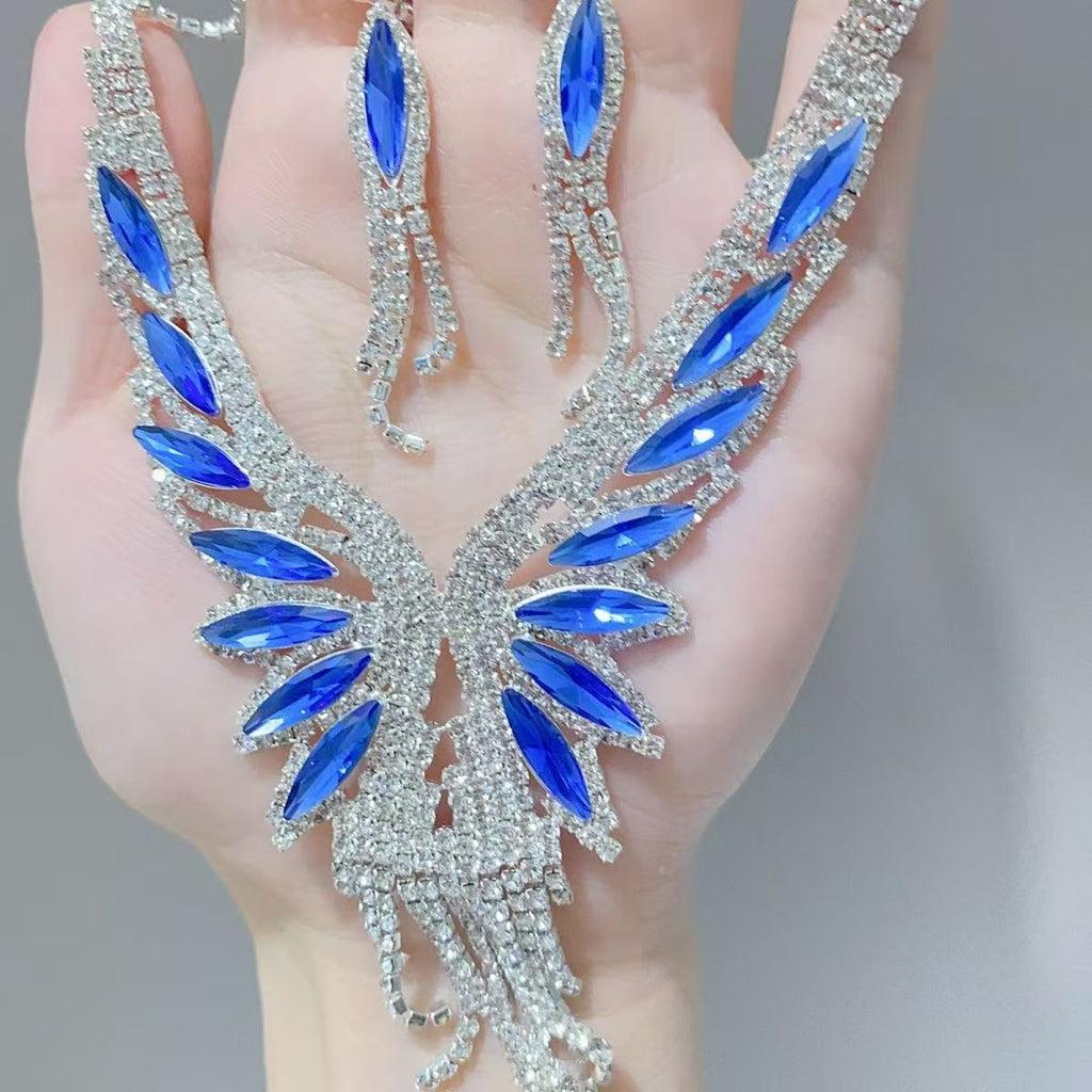 4-Color Angel Wings, necklace set, earring jewelry set