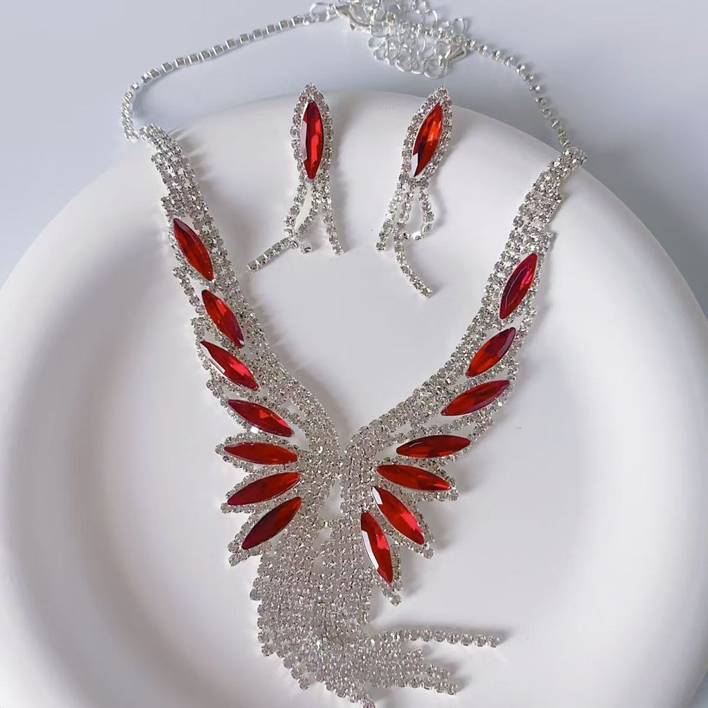 4-Color Angel Wings, necklace set, earring jewelry set