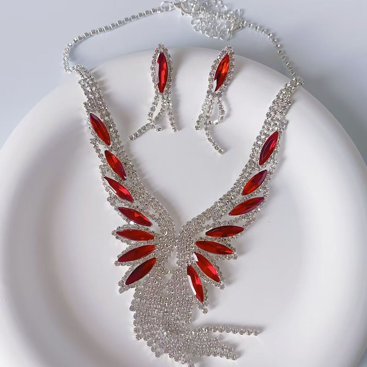 4-Color Angel Wings, necklace set, earring jewelry set