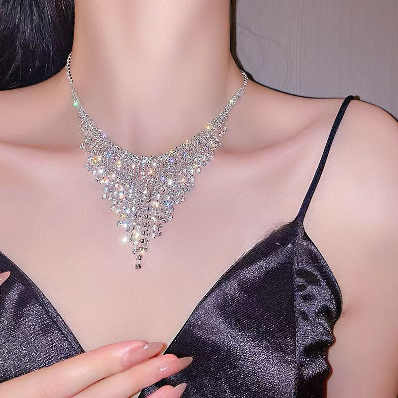 Diamond studded tassel necklace