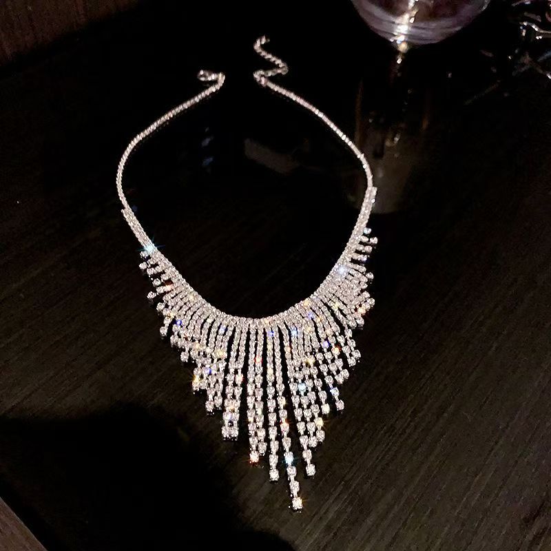 Diamond studded tassel necklace