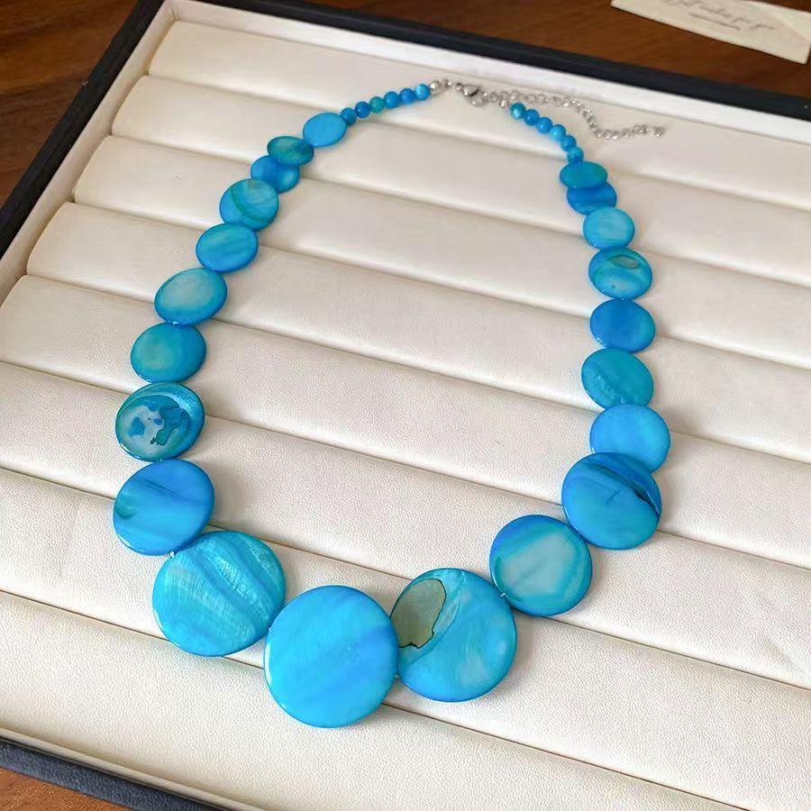 6Color Irregular gradient shell necklace, Bohemian collarbone chain