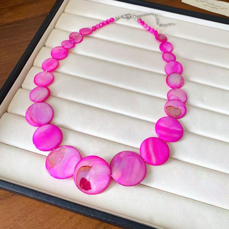 6Color Irregular gradient shell necklace, Bohemian collarbone chain