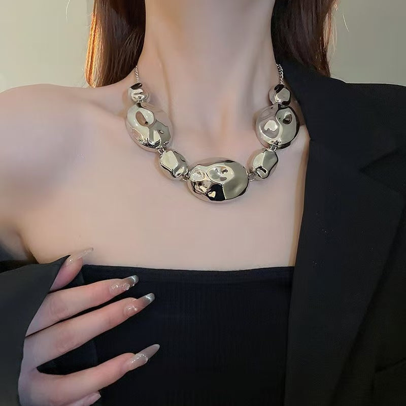 2Color 8Types Wrinkled necklace and earring set