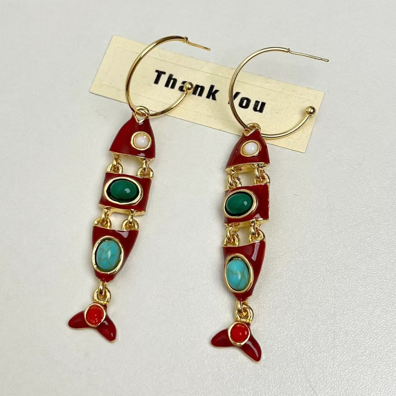 Spanish retro enamel fish shaped earrings