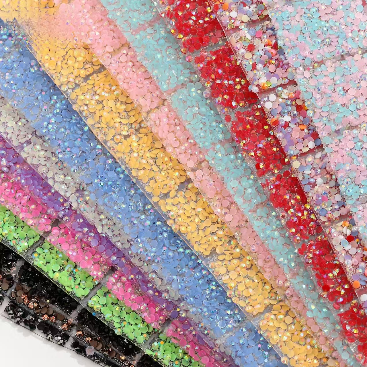 14-Color Flat Bottom Round Diamond Square Diamond, [Whole sheet 24*40cm, small squares 3*4cm]