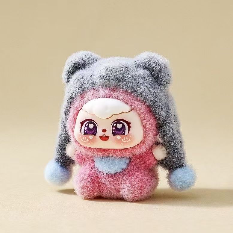 Flocked Tiger Hat Bean Bag Cute Figurine, Adorable Cartoon Desktop Decoration, Trendy Toy, Creative Gift, Wholesale