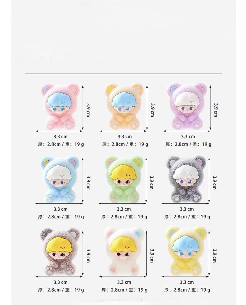 Flocked Bear Dimo Cute Figurine, Cartoon Adorable Desktop Decoration, Trendy Toy Doll, Creative Small Gift, Wholesale